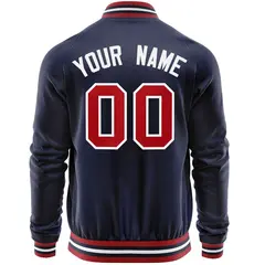 Navy Red Varsity Full-Zip Letterman Baseball Jacket 6
