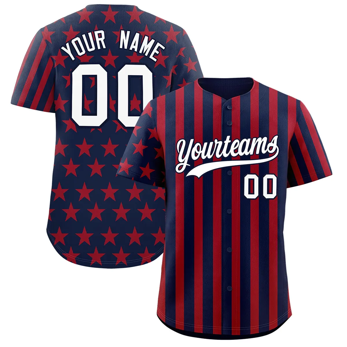 Navy Red White American Flag Graffiti Baseball Jersey