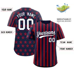 Navy Red White American Flag Graffiti Baseball Jersey 2