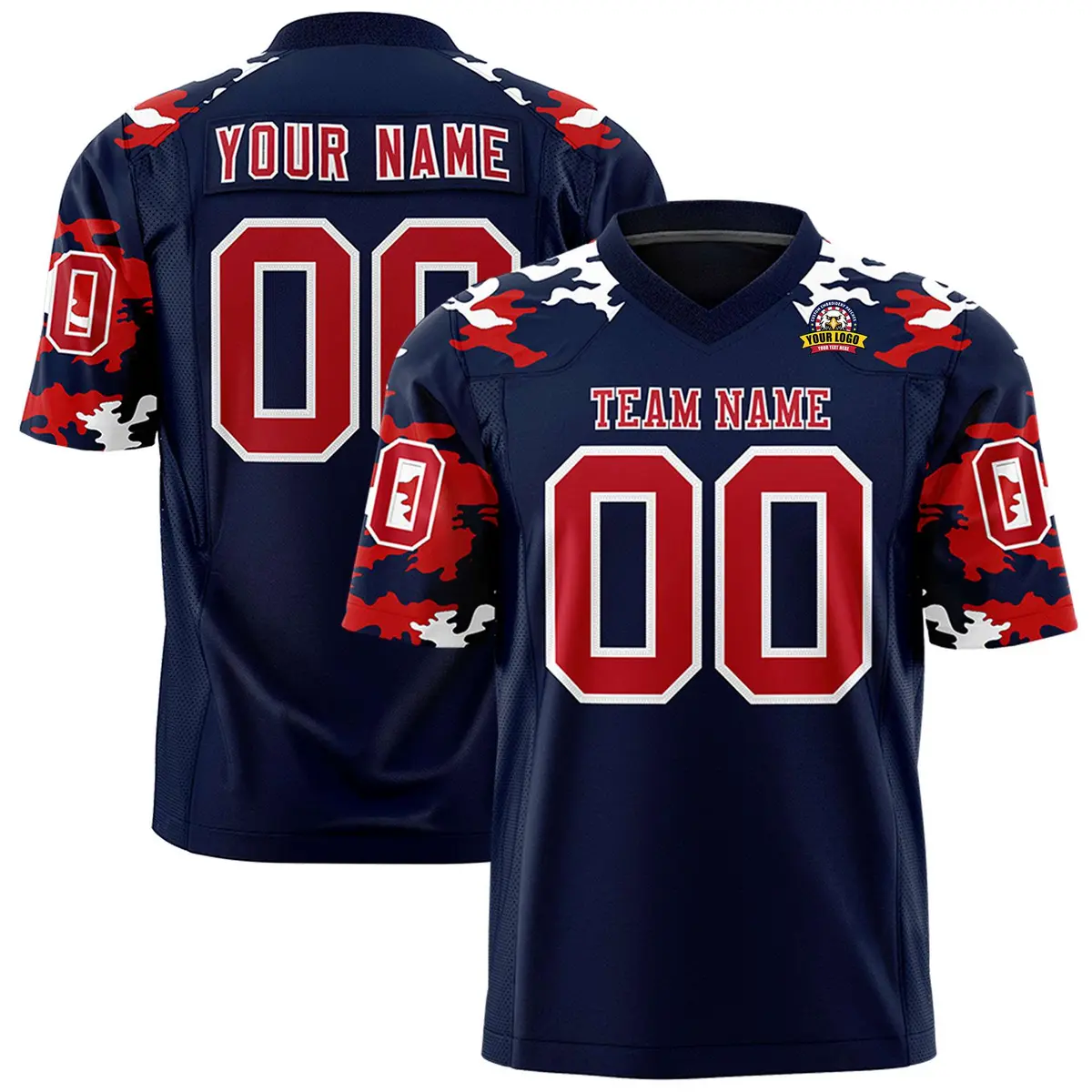 Navy Red-White Camo Authentic Football Jersey