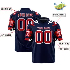 Navy Red-White Camo Authentic Football Jersey 2