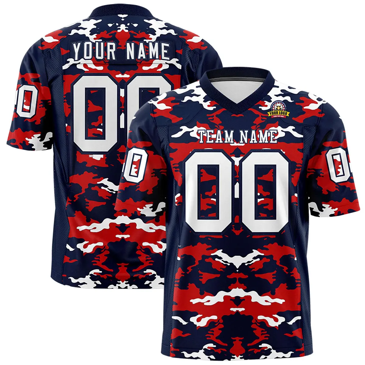 Navy Red-White Camo Authentic Football Jersey