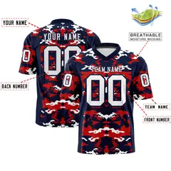 Navy Red-White Camo Authentic Football Jersey 2
