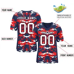 Navy Red-White Camo Authentic Football Jersey 2