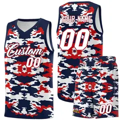 Navy Red-White Camo Basketball Jersey