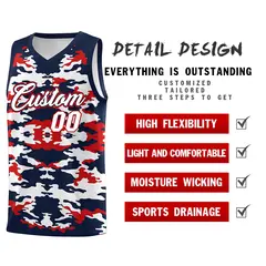 Navy Red-White Camo Basketball Jersey 2