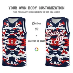 Navy Red-White Camo Basketball Jersey 3