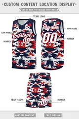 Navy Red-White Camo Basketball Jersey 5