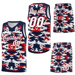 Navy Red-White Camo Basketball Jersey 6