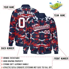 Navy Red-White Camo Varsity Letterman Jacket 2