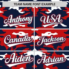 Navy Red-White Camo Varsity Letterman Jacket 3