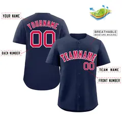 Navy Red-White Classic Authentic Baseball Jersey 2