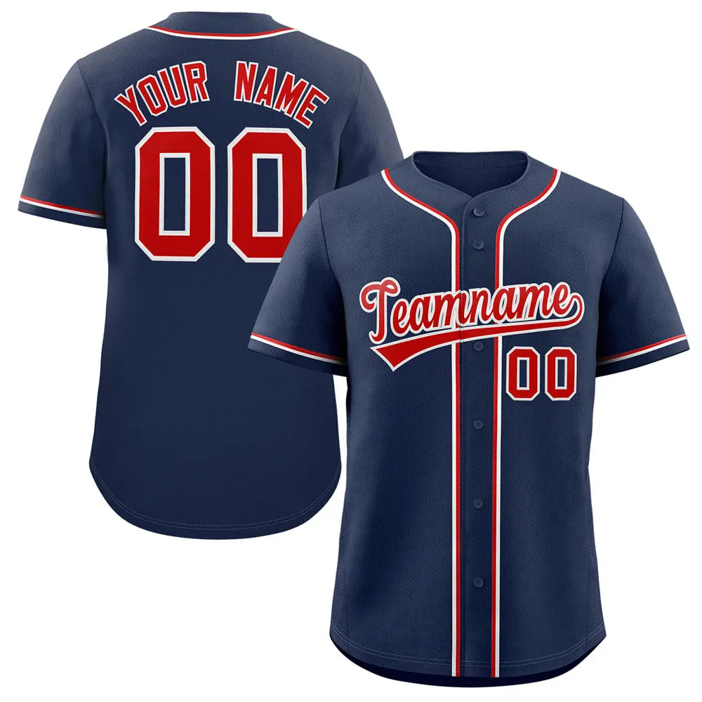 Navy Red-White Classic Authentic Baseball Jersey