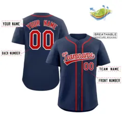 Navy Red-White Classic Authentic Baseball Jersey 2
