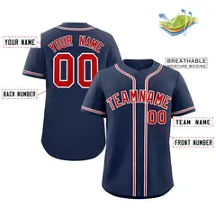 Navy Red-White Classic Authentic Baseball Jersey 2