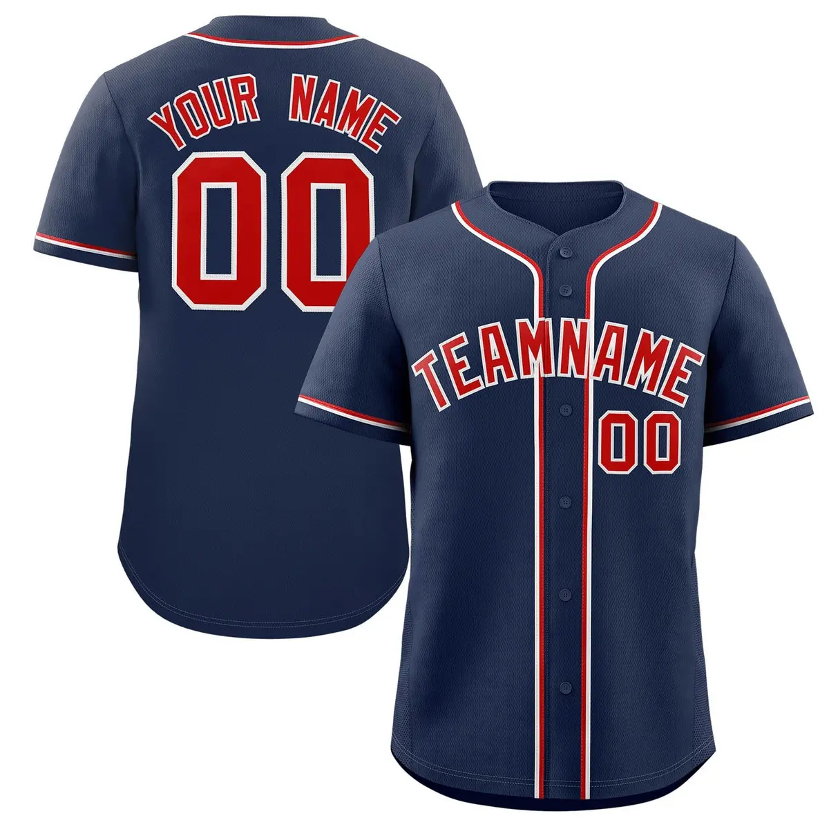 Navy Red-White Classic Authentic Baseball Jersey