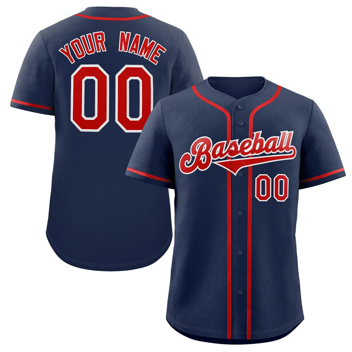 Navy Red-White Classic Authentic Baseball Jersey