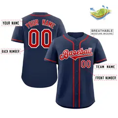 Navy Red-White Classic Authentic Baseball Jersey 2