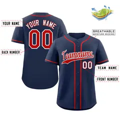 Navy Red-White Classic Authentic Baseball Jersey 2