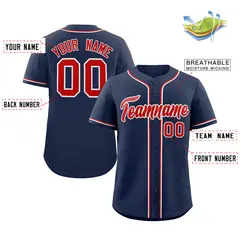 Navy Red-White Classic Authentic Baseball Jersey 2