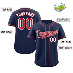 Navy Red-White Classic Authentic Baseball Jersey 2