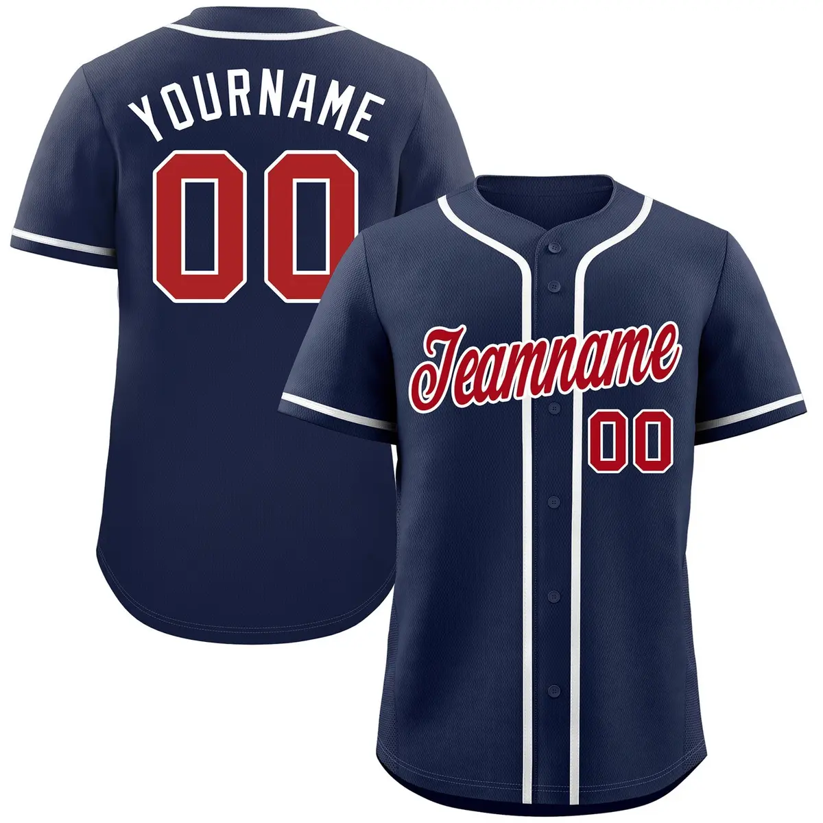 Navy Red-White Classic Authentic Baseball Jersey