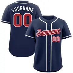 Navy Red-White Classic Authentic Baseball Jersey 1