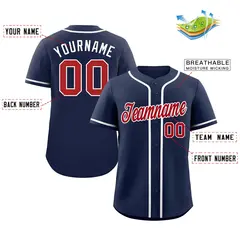 Navy Red-White Classic Authentic Baseball Jersey 2