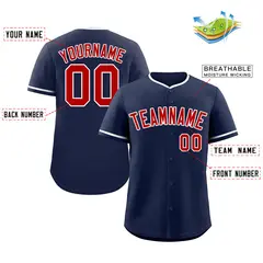 Navy Red-White Classic Authentic Baseball Jersey 2