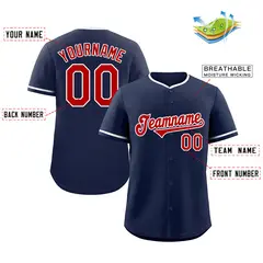 Navy Red-White Classic Authentic Baseball Jersey 2