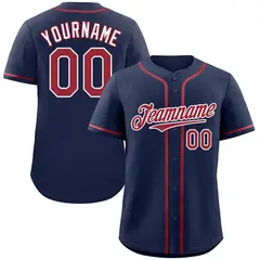 Navy Red-White Classic Authentic Baseball Jersey 1