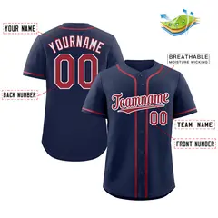 Navy Red-White Classic Authentic Baseball Jersey 2