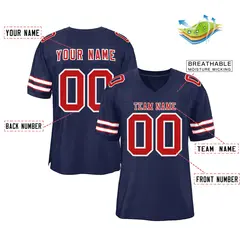 Navy Red-White Classic Authentic Football Jersey 2
