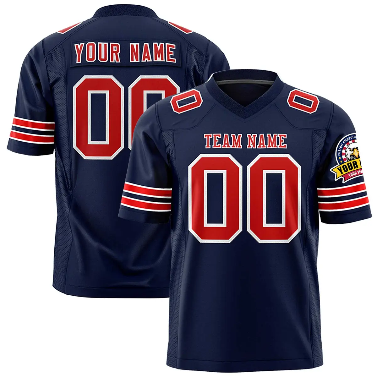 Navy Red-White Classic Authentic Football Jersey