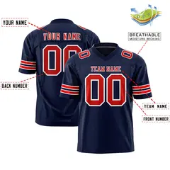 Navy Red-White Classic Authentic Football Jersey 2
