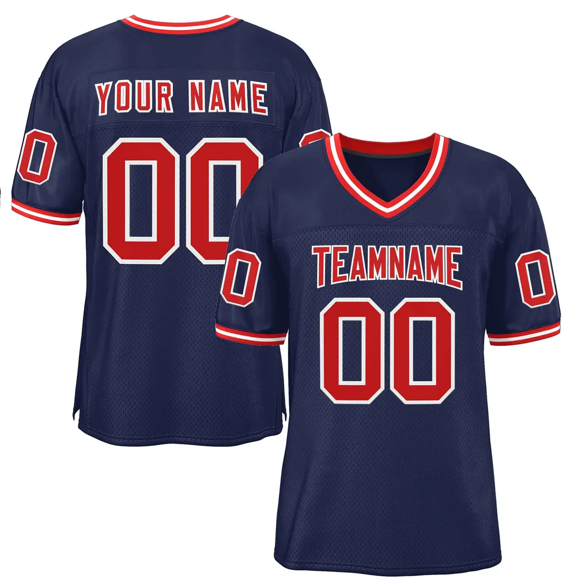 Navy Red-White Classic Authentic Football Jersey