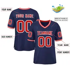 Navy Red-White Classic Authentic Football Jersey 2