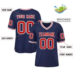 Navy Red-White Classic Authentic Football Jersey 2