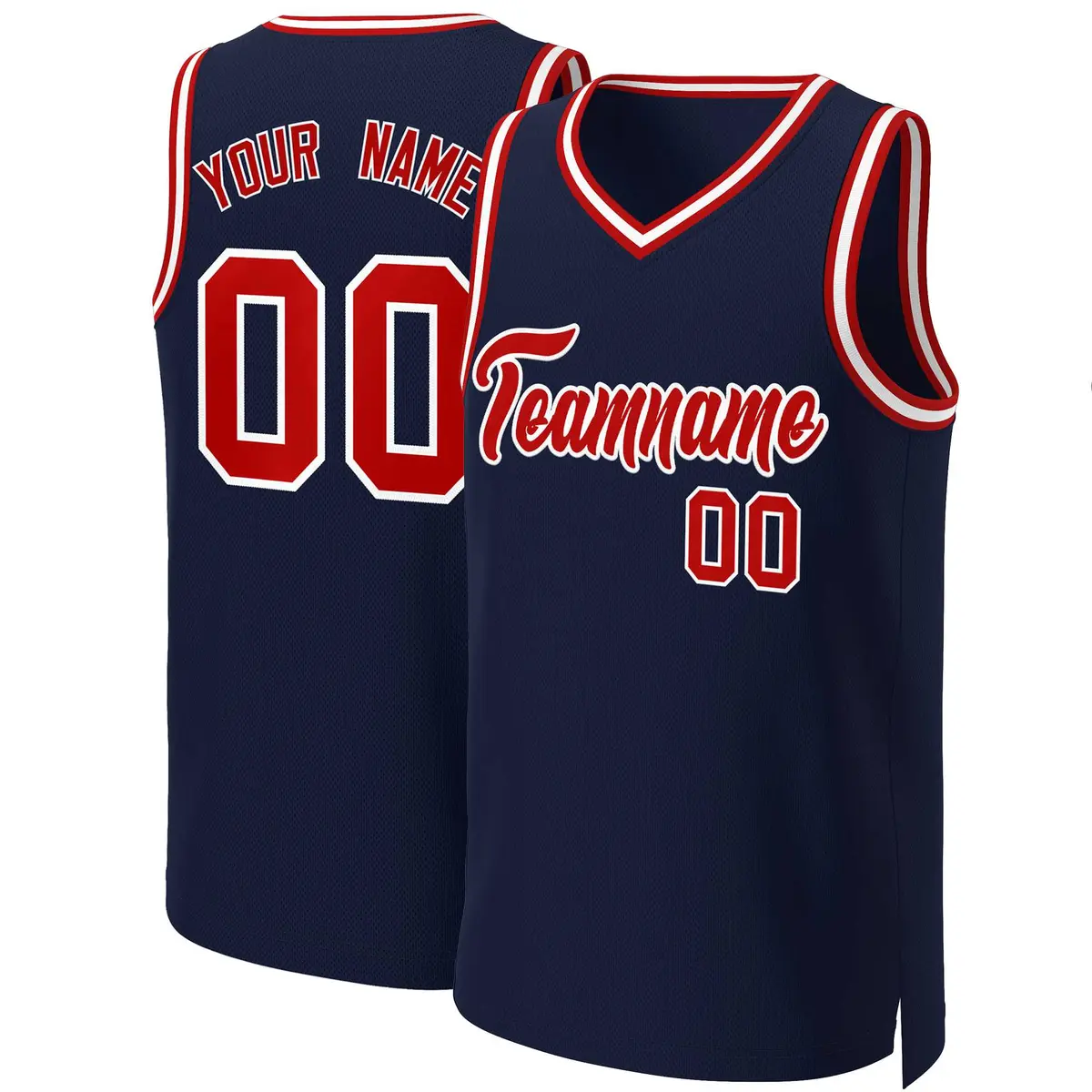 Navy Red-White Classic Basketball Jersey