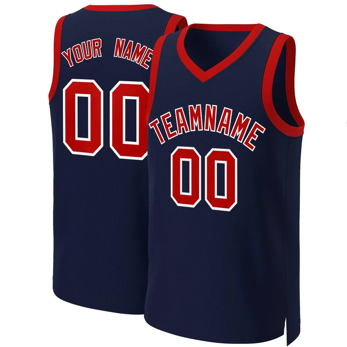 Navy Red-White Classic Basketball Jersey