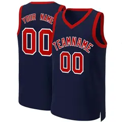 Navy Red-White Classic Basketball Jersey 1