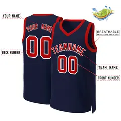 Navy Red-White Classic Basketball Jersey 2
