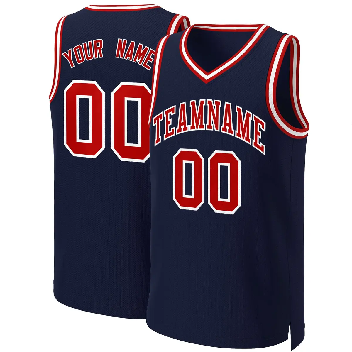 Navy Red-White Classic Basketball Jersey