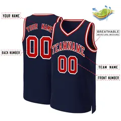 Navy Red-White Classic Basketball Jersey 2