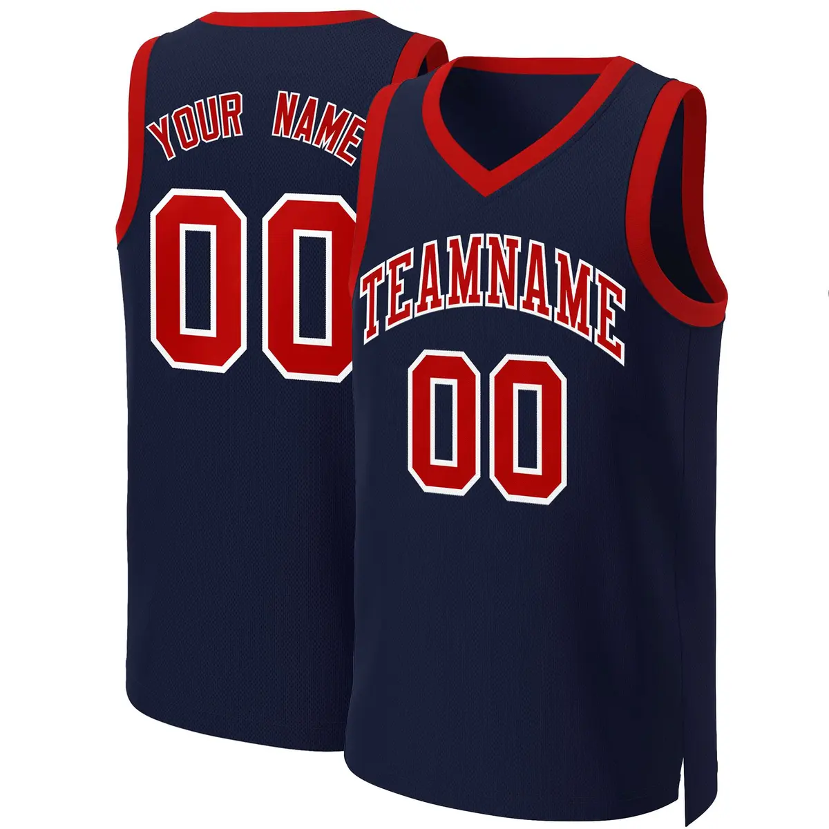 Navy Red-White Classic Basketball Jersey