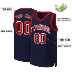 Navy Red-White Classic Basketball Jersey 2