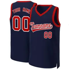 Navy Red-White Classic Basketball Jersey
