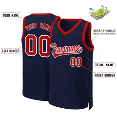 Navy Red-White Classic Basketball Jersey 2