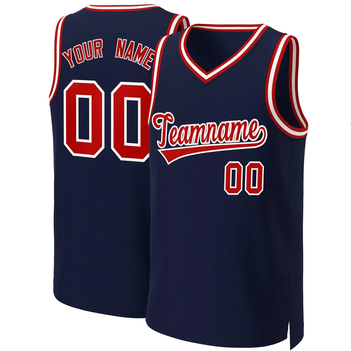 Navy Red-White Classic Basketball Jersey