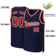 Navy Red-White Classic Basketball Jersey 2